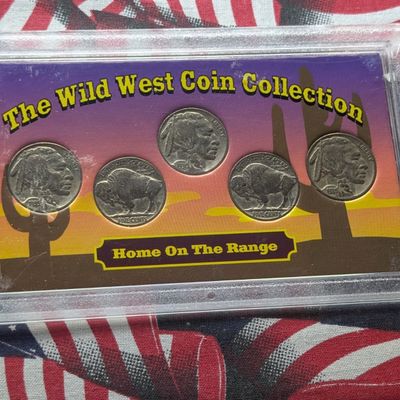 Sale Photo Thumbnail #67: (6) Indian Head Buffalo Nickels In The Wild West Coin Collection Set - Home on The Range in Display