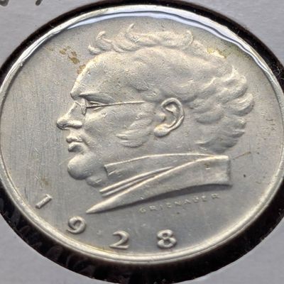 Sale Photo Thumbnail #68: 1928 Austria 2 Schilling Franz Schubert, .640 Silver, KM-843