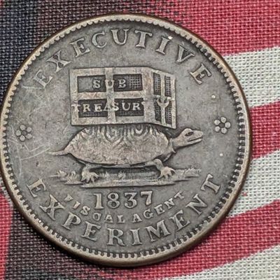 Sale Photo Thumbnail #98: 1837 US Illustrious Predecessor Hard Times Token, Low-19, Executive Experiment
