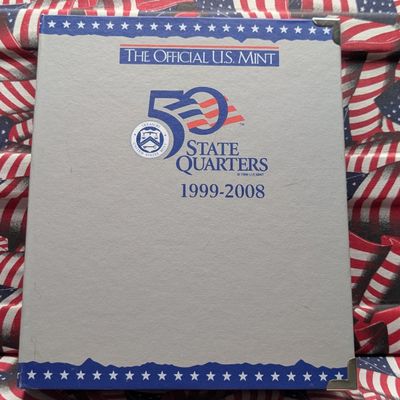 Sale Photo Thumbnail #211: Complete 1999-2008 UNC P&D Mint Statehood Quarter Collection in Official U.S. Mint Album w/ COA, 100 Coins Total