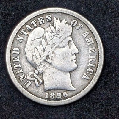 Sale Photo Thumbnail #373: 1896-O Barber 90% Silver Dime - FINE