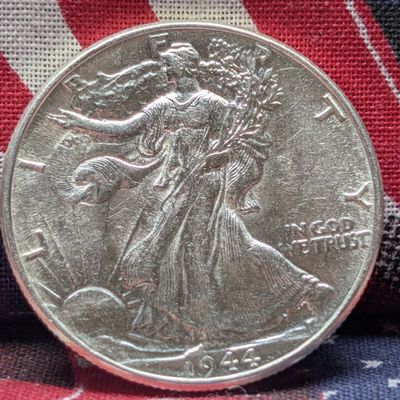 Sale Photo Thumbnail #233: 1944 Walking Liberty 90% Silver Half Dollar - AU++