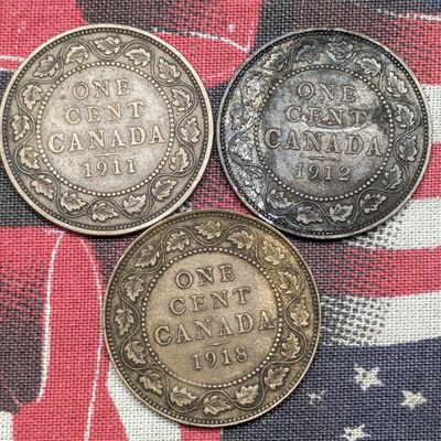 Sale Photo Thumbnail #191: 1911, 1912 & 1918 Canada Large Cents