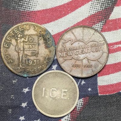 Sale Photo Thumbnail #150: (3) US 1931-1986 Frigidaire, Sears Centennial, and I.C.E. Tokens