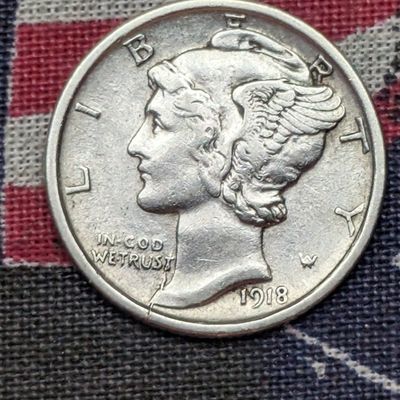 Sale Photo Thumbnail #434: XF - 1918-D Mercury 90% Silver Dime