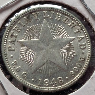 Sale Photo Thumbnail #193: 1948 Caribbean 10 Centavos, 90% Silver, KM A12, AU, 2.56g