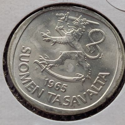Sale Photo Thumbnail #156: 1965 Finland 1 Markka, .350 Silver, KM-49, 6.4 Grams