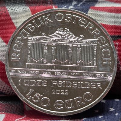 Sale Photo Thumbnail #299: 1 oz. .999 FINE SILVER 2022 Austria 1.50 Euro Vienna Philharmonic