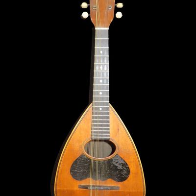 Sale Photo Thumbnail #397: 23" x 8" Antique Bowl-Back Mandolin with Hard Case