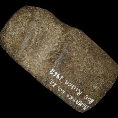 Sale Photo Thumbnail #199: 4 3/4" Iowa Three Quarter Grooved Axe, Mahaska Co., Iowa, Found by Bob Rider in 1968
