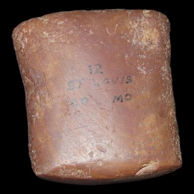 Sale Photo Thumbnail #257: 2 1/2" Claystone Bannerstone Preform, Found in St. Louis Co. Missouri, Partially Drilled
