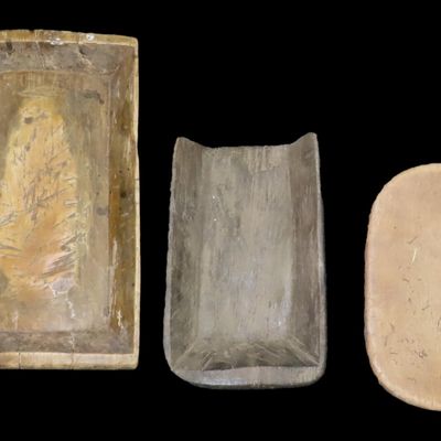 Sale Photo Thumbnail #369: Lot of 3 Wooden Bowls and Seat, Africa