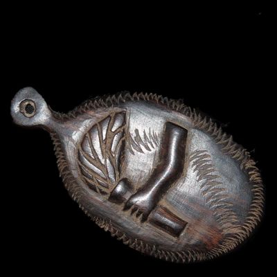 Sale Photo Thumbnail #343: 2 3/4" Colonial Wooden Pendant, Circa 1780s, Great Polish