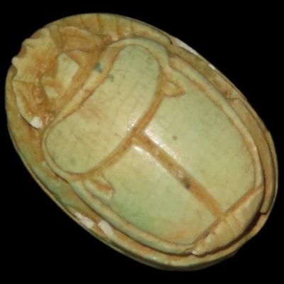 Sale Photo Thumbnail #335: 1" Egyptian Scarab, Inscribed on Bottom, Symbolizing Rebirth, Regeneration, and the Eternal Cycle of Life, 3000-2150 BC