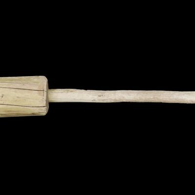 Sale Photo Thumbnail #384: 33 1/2" x 5 1/4" Antique Primitive Bushcraft Stamper / Mallet / Masher