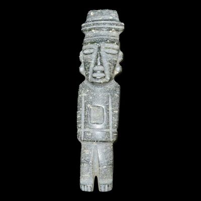 Sale Photo Thumbnail #252: 8 3/4" Pre-Columbian Stone Mezcala Deity Figure, Guerrero Mexico, Made of Hardstone Material