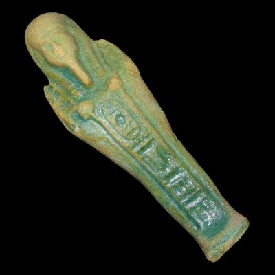 Sale Photo Thumbnail #331: 5 1/2" Egyptian Faience Ushabti, New Kingdom, 1550-1069 BC