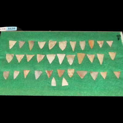 Sale Photo Thumbnail #146: Lot of 35 Triangular Bird Points, Crable Site, Fulton Co., Illinois