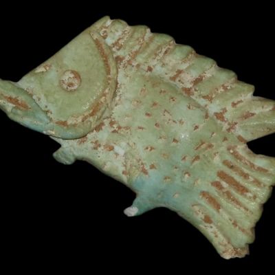 Sale Photo Thumbnail #356: 1 3/4" Egyptian Fish Pendant / Amulet, Bluish Green Steatite