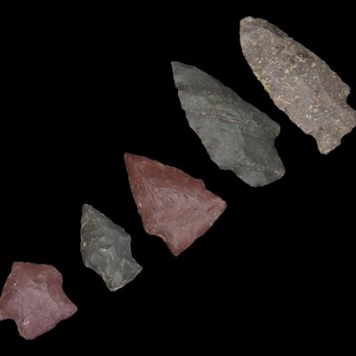 Sale Photo Thumbnail #23: Lot of 5 Rhyolite Woodland Points, Butler Co., Missouri