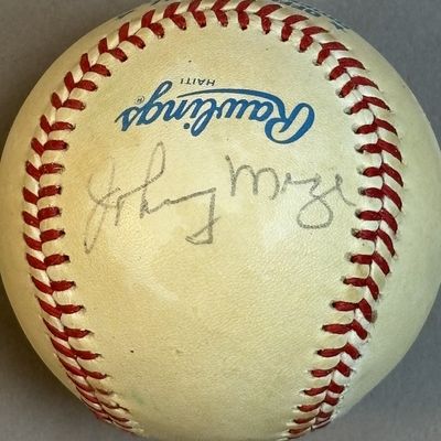 Rawlings Haiti Johnny Mize Signed Brown OAL Ball