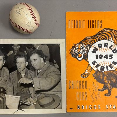1945 World Series Program Game Ball WW2 Vets