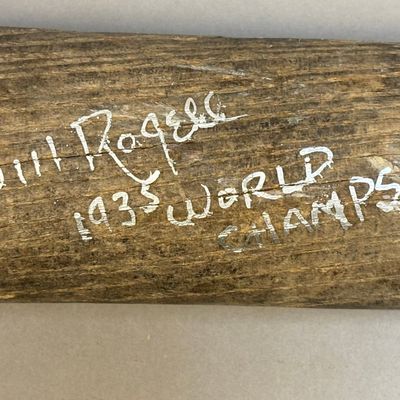 Bill Rogell 1935 World Champs Signed Baseball Bat