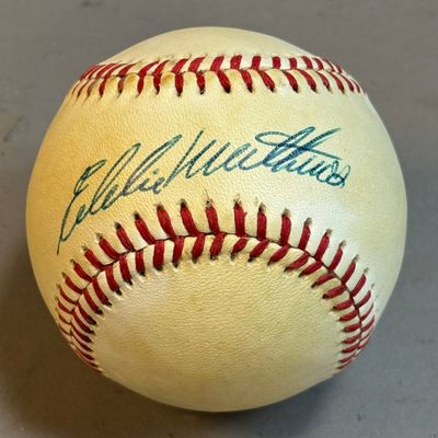 Eddie Mathews Rawlings Feeney Signed Haiti Ball