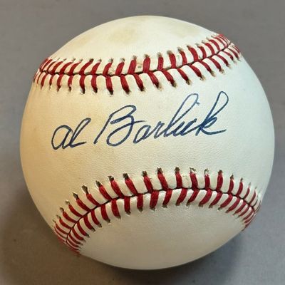Al Barlick Umpire Signed Rawlings White Baseball