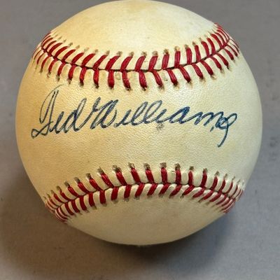 Ted Williams Single Signed Rawlings Brown Ball
