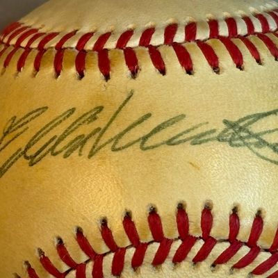 Eddie Mathews Single Signed Rawlings OAL Baseball