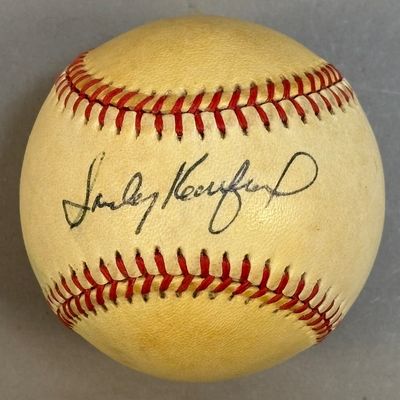 Sandy Koufax Single Signed Rawlings Brown Baseball
