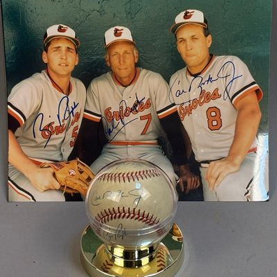 Bill Cal Ripken Jr Sr Signed Baseball & 8x10 Photo