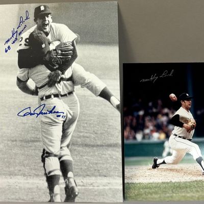 2 Mickey Lolich Bill Freehan Signed Tigers Photos