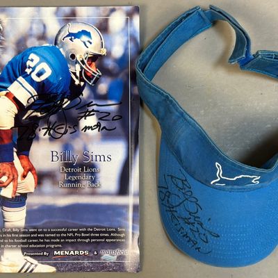 Billy Sims Detroit Lions Football Photo & Visor