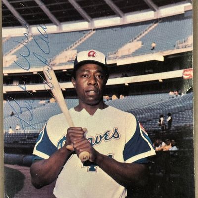Hank Aaron Original 3x5 Signed Baseball Photo JSA