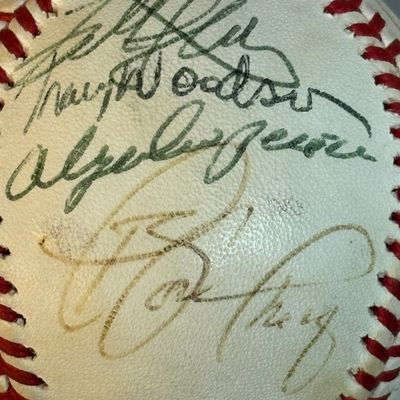 LA Dodgers Team Signed Lasorda Baseball 13 Autos