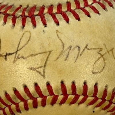 Johnny Mize Single Signed Rawlings OAL Brown Ball
