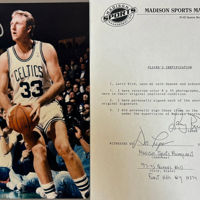 Larry Bird Boston Celtics Signed 8x10 Madison COA