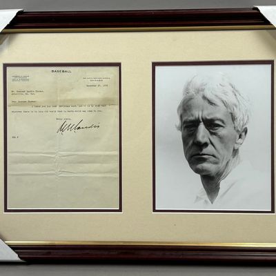 1932 Kenesaw Landis Signed Baseball Letter & Photo