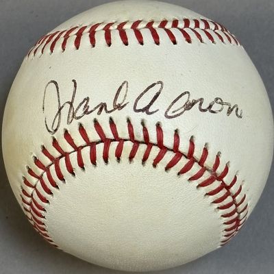 Hank Aaron Single Signed Rawlings ONL Baseball HOF