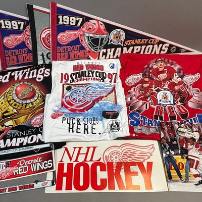 10 Detroit Red Wings 1997 Champs Pennants T-Shirts