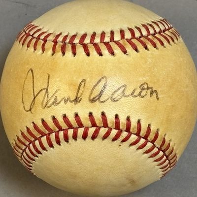 Hank Aaron Single Signed Rawlings Feeney Baseball