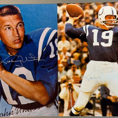 Johnny Unitas Pair 8x10 Signed Colts Photographs