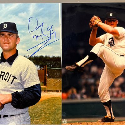 Denny McLain Auto Pair Detroit Tigers 8x10 Photos