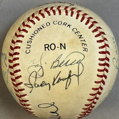 HOF Signed 12 NL Baseball Musial Banks Aaron Berra