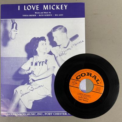 I Love Mickey Mantle 45rpm  T. Brewer Sheet Music