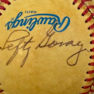 Lefty Gomez Single Signed Rawlings Brown OAL Ball