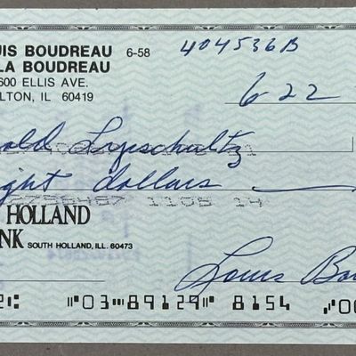 Lou Boudreau Original 1989 Signed Personal Check