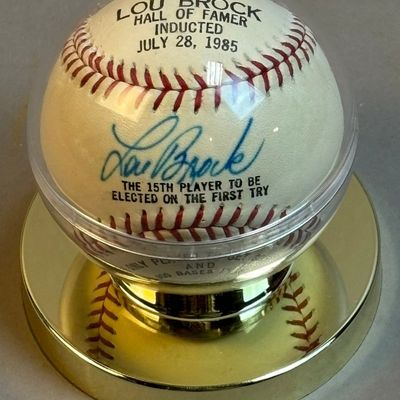 Lou Brock Single Signed HOF 1985 Inductee Baseball